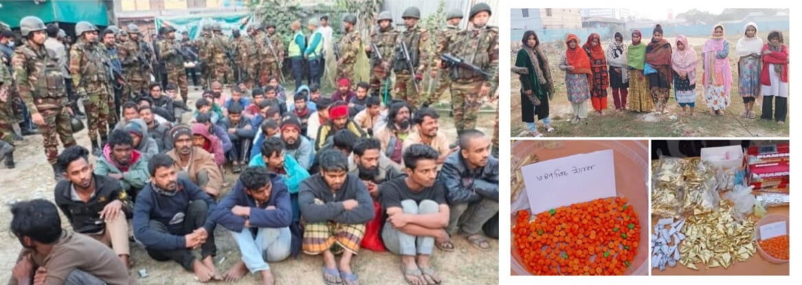 টঙ্গীতে যৌথবাহিনীর দুই বস্তিতে ৮ ঘণ্টার অভিযান মাদক, অত্রসহ গ্রেপ্তার ৩৫